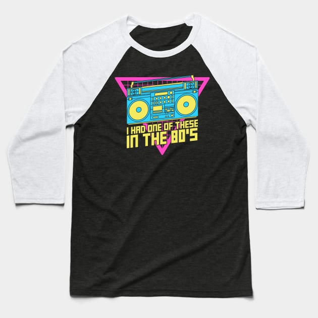 80's Boombox Baseball T-Shirt by nickbeta